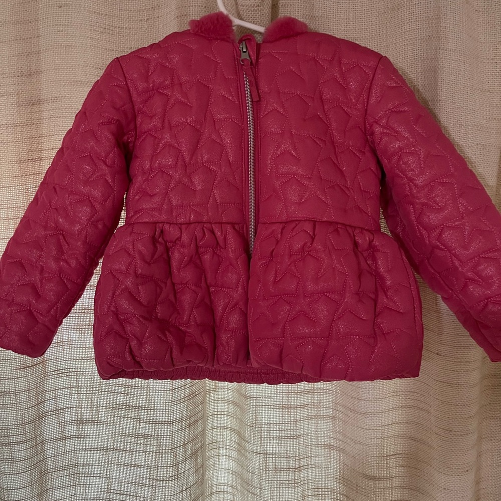 Girls puffer jacket - pink with stars